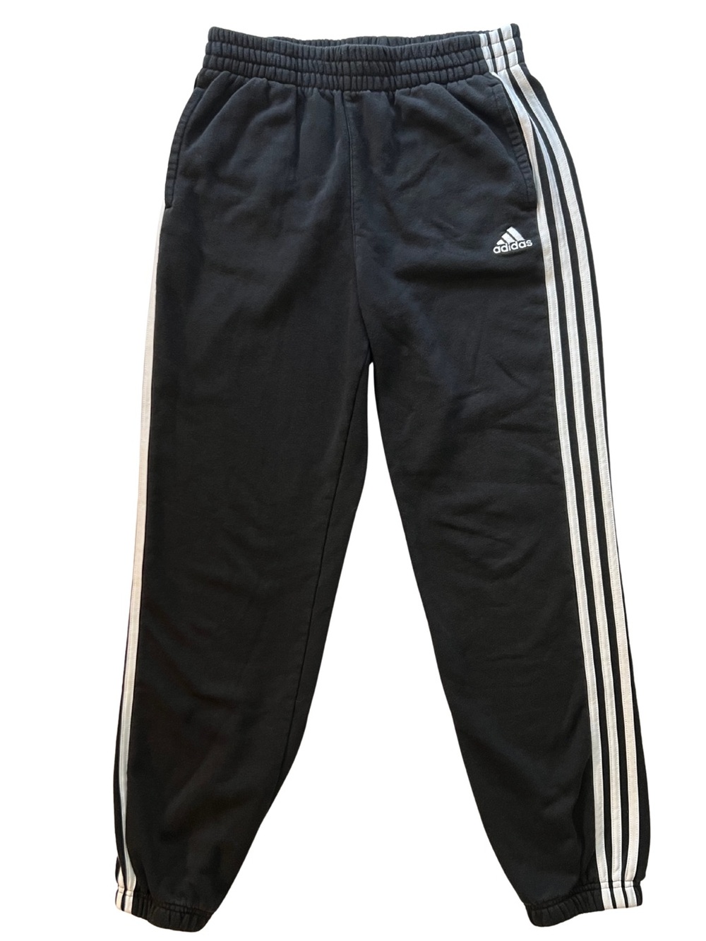 Adidas Youth Sweatpants Medium Black with White Stripes 27x28‎ Unisex